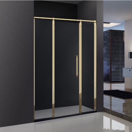 Gold Semi Frameless Glass Swing Shower Enclosures