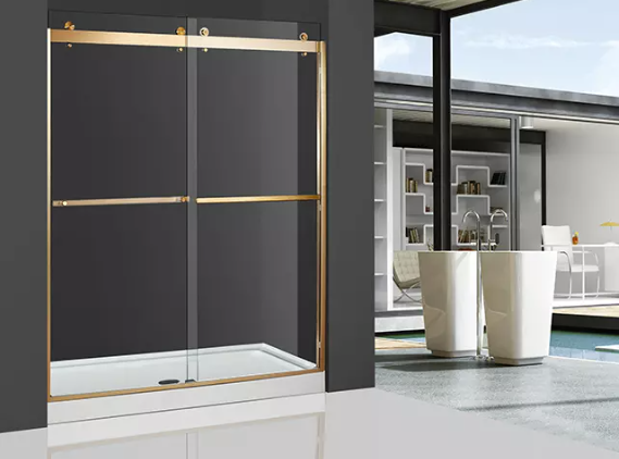 Modern shower enclosures featuring sleek glass panels and minimalist design, creating a stylish and functional bathroom space.