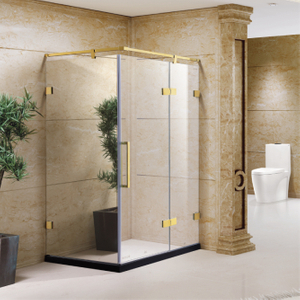 Gold Frameless Swinging Glass Doors Hinged Shower Doors (HY-1382A)