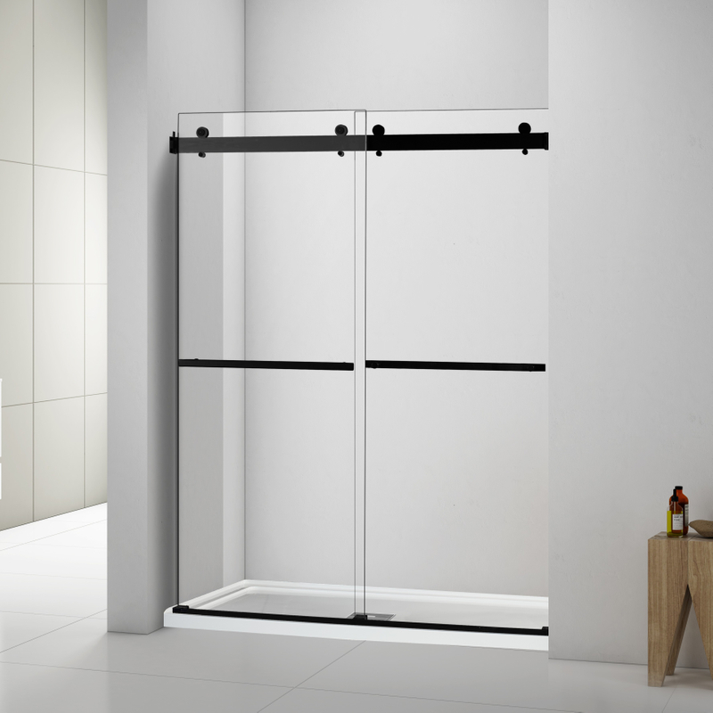 Black Custom Barn Style Sliding Bypass Shower Doors (HX421F)