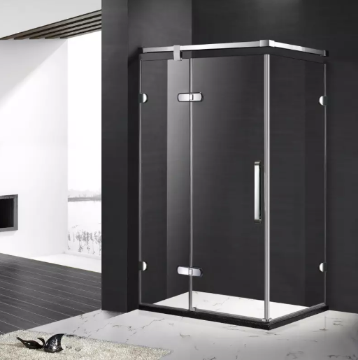 Shower door with clear glass and sleek design in a modern bathroom setting