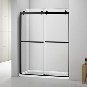 Matte Black Barn Style Sliding Bypass Shower Doors (HX421-B)