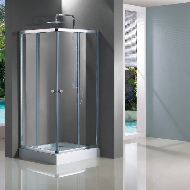 Custom Framed Sliding Glass Corner Entry Shower Enclosures (HR-149)
