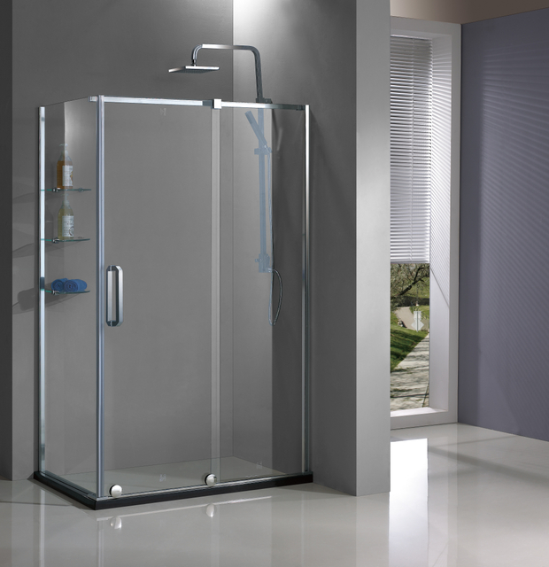 Hotel Semi Frameless Glass Single Sliding Shower Doors (HD1382L-Z)