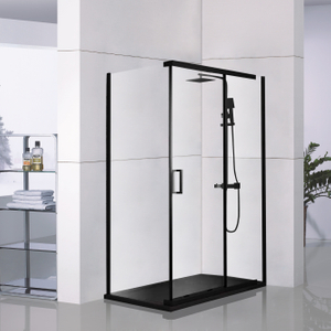 Custom Black Semi Frameless Glass Swing Shower Enclosures (A6)